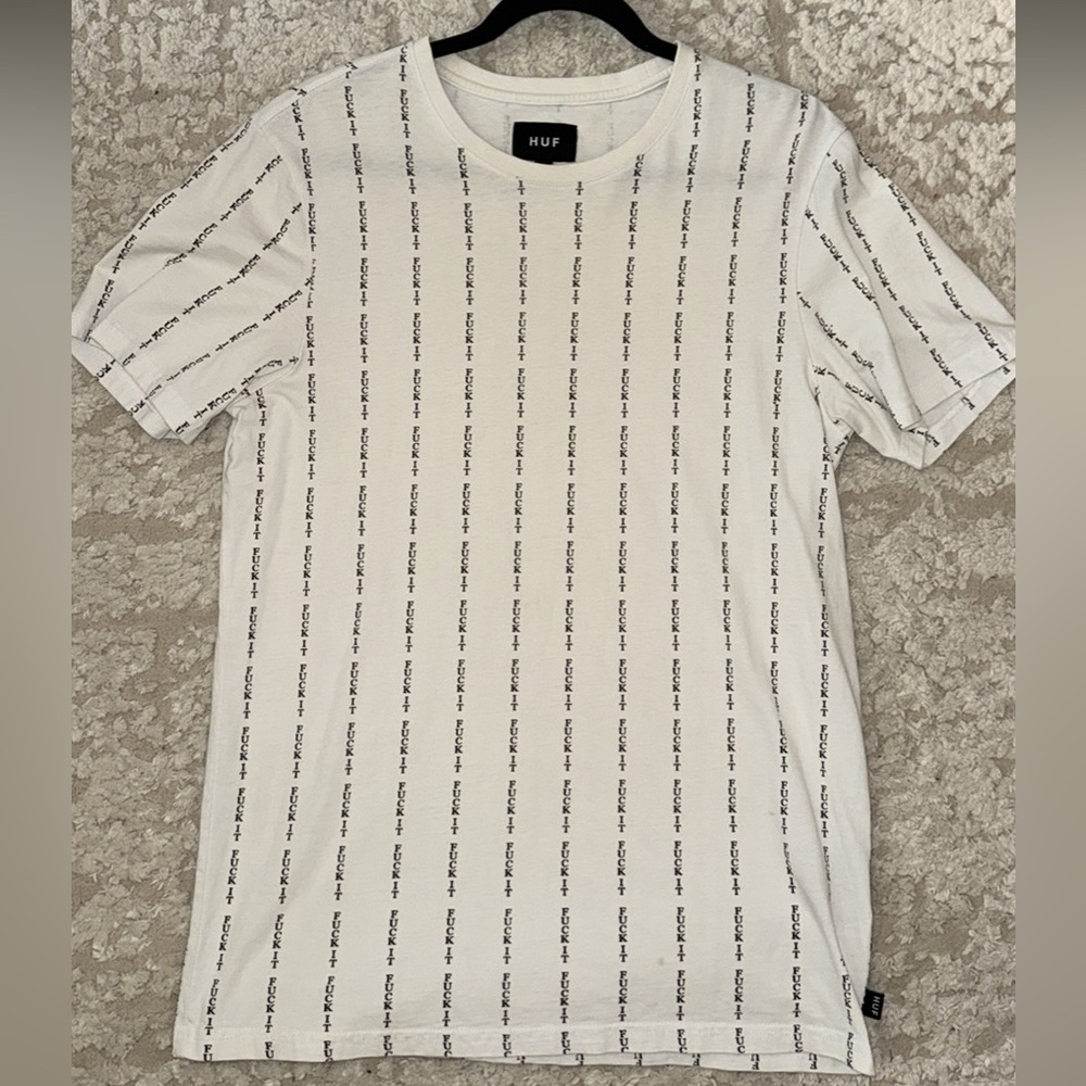 HUF White Tee Pinstripe F It